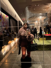 Load image into Gallery viewer, Wine Mongolian fur trim leather fur lined jacket
