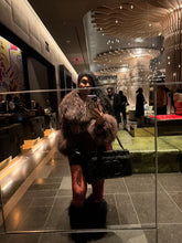 Load image into Gallery viewer, Wine Mongolian fur trim leather fur lined jacket
