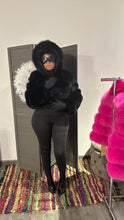 Load image into Gallery viewer, Hooded black luxury fur jacket
