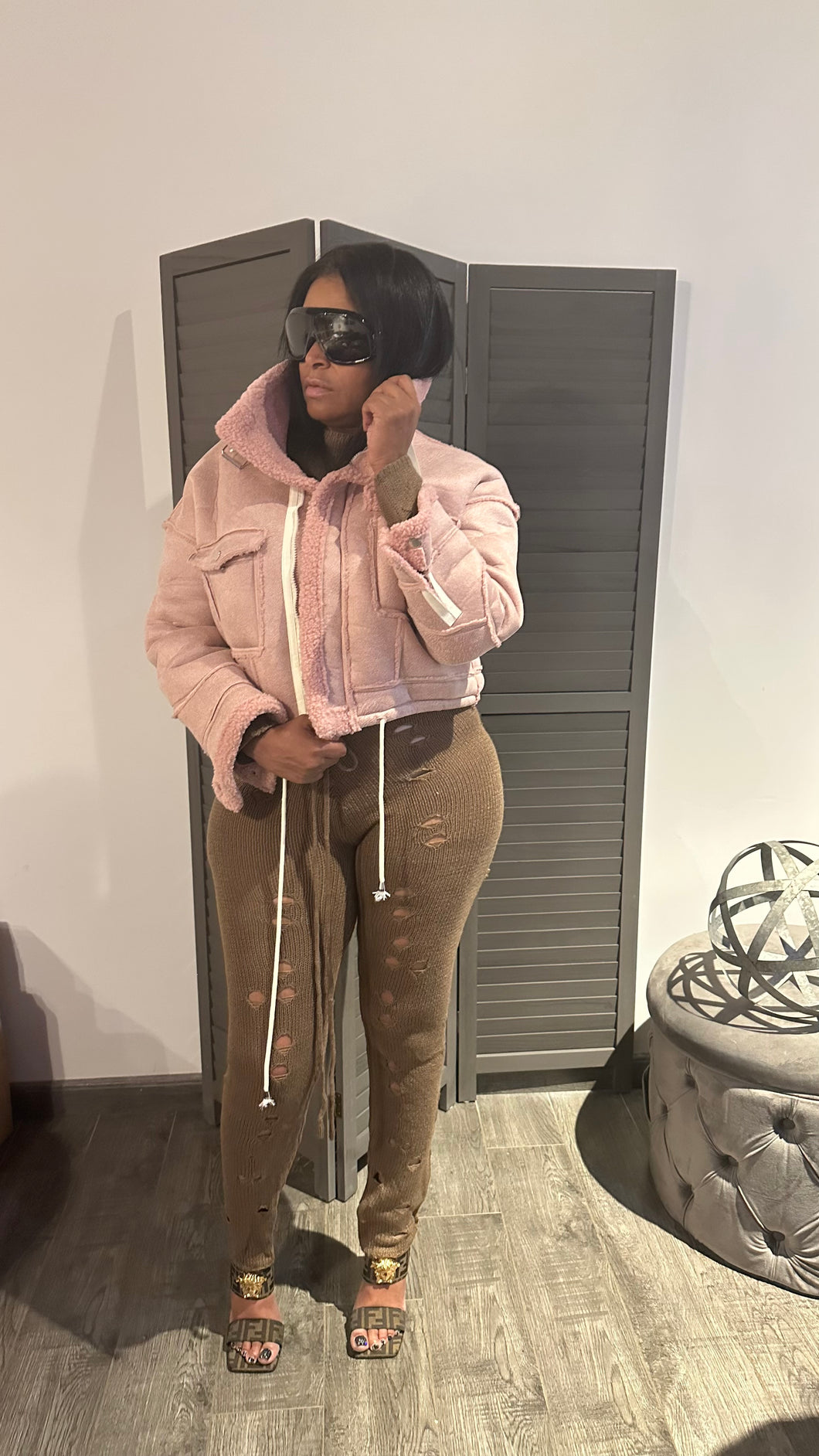 Misty Pink Faux Shearling