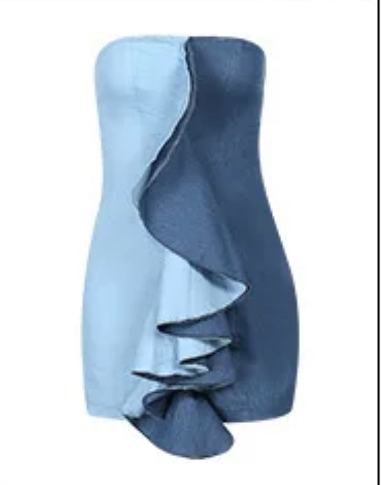 Denim swirl dress