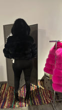 Load image into Gallery viewer, Hooded black luxury fur jacket
