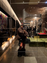 Load image into Gallery viewer, Wine Mongolian fur trim leather fur lined jacket
