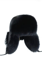 Load image into Gallery viewer, Black Leather and Fox trapper hat
