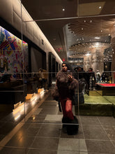 Load image into Gallery viewer, Wine Mongolian fur trim leather fur lined jacket
