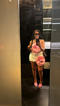Load image into Gallery viewer, Pink rose white denim skirts
