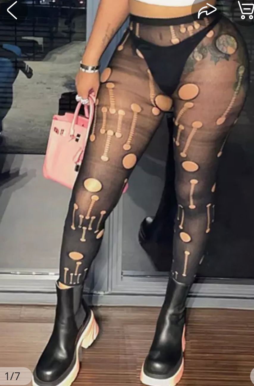 Distressed footed tights