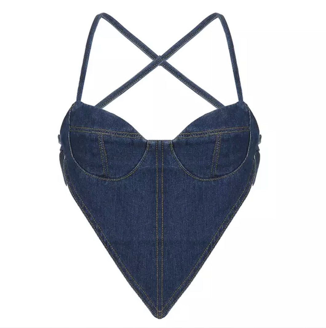 Denim halter top