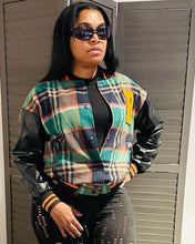 Load image into Gallery viewer, Flannel fab varsity jacket
