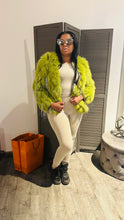 Load image into Gallery viewer, Avocado green fur bling jacket
