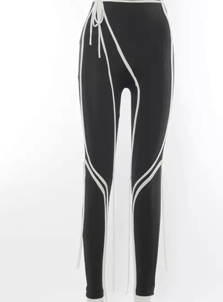 Black and white strip pants