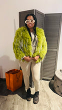 Load image into Gallery viewer, Avocado green fur bling jacket
