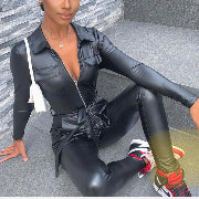 Vegan leather jumpsuit