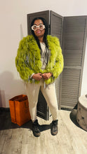 Load image into Gallery viewer, Avocado green fur bling jacket
